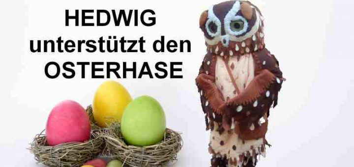 Hedwig unterstützt Osterhase